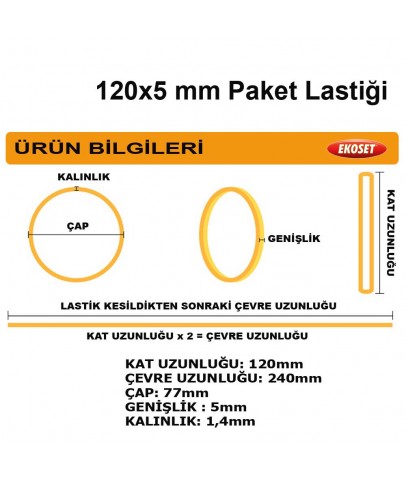 120mmx5mm Geniş Kauçuk Paket Ambalaj Kasa Lastiği 1Kg (120x5)