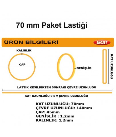 70mm Kauçuk Paket Ambalaj Para Lastiği 5.000 Adet