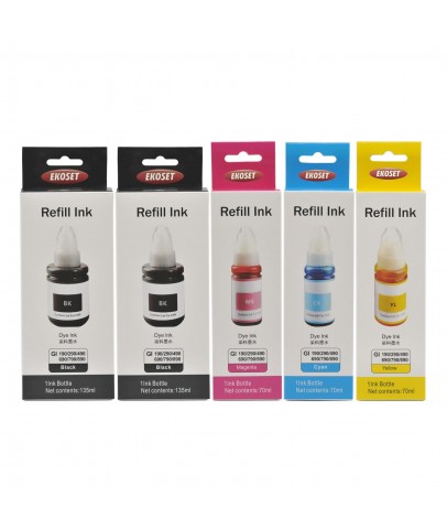 Ekoset Canon G3400 G3410 G3411 G3415 uyumlu Renkli ve siyah Mürekkep 5'li set