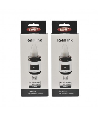 Ekoset Canon GI-490 uyumlu Siyah mürekkep 2 adet 135 ml