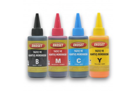 Ekoset Canon uyumlu Bitmeyen Kartuş Mürekkebi 4 renk 4x100ML