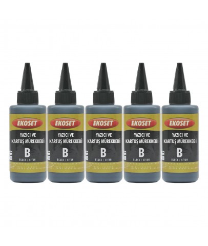 Ekoset hp 45 uyumlu siyah Mürekkep 5x100 ml Plotter Mürekkebi