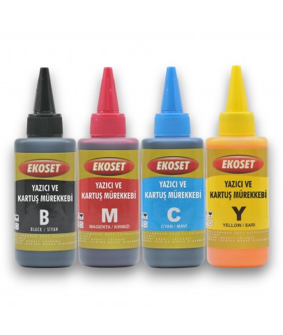 Ekoset hp uyumlu Mürekkep 4 renk 4x100ml