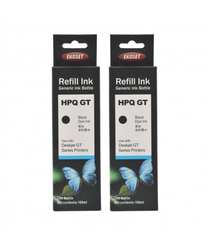 Ekoset hp uyumlu Siyah Mürekkep Tanklı yazıcılar için 100ml 2'li set