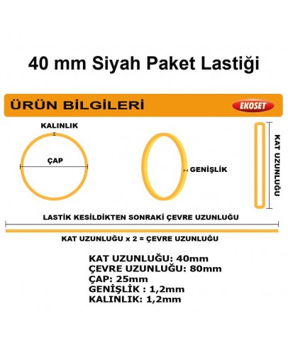 40mm Siyah Kauçuk Paket Ambalaj Toka Para Lastiği 10.000 Adet