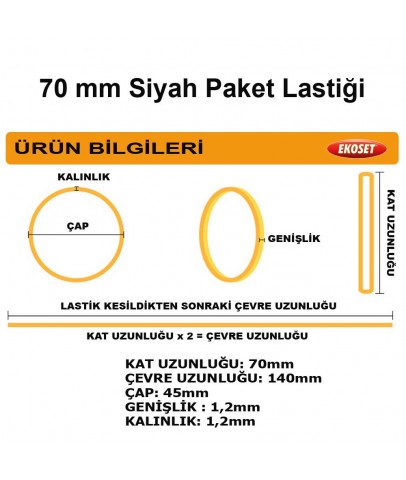 Ekoset Siyah Paket Ambalaj Para Lastiği 70mm 1Kg