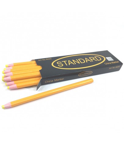 Ekoset Standart China Marker İpli Kalem Silinebilir İşaretleme Kalemi Sarı 12 Adet