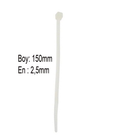 Ekoset Kablo bağı Plastik Cırt Kelepçe 2,5x150mm Beyaz 100 Adet