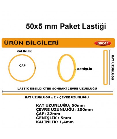 Kauçuk Geniş Paket Lastiği 50x5mm 3 Kg