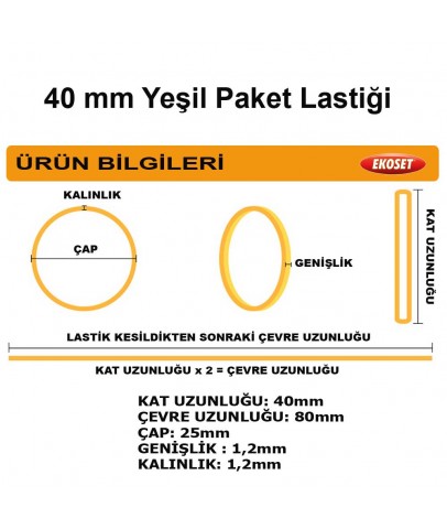 Küçük Paket Lastiği Yeşil 40mm 3000 Adet